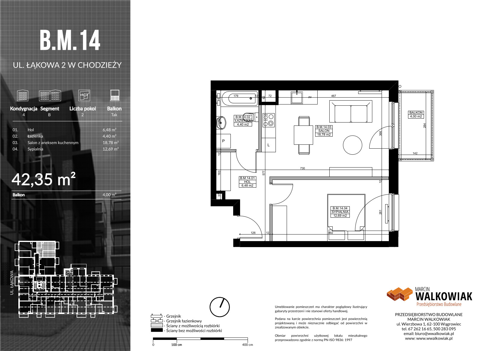 Opis mieszkania BM14 wraz z planem